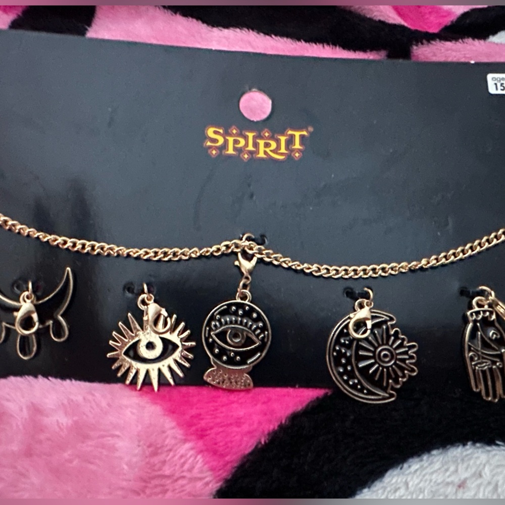 Mystique Choker Necklace W/5 Charms From Spirit Halloween New